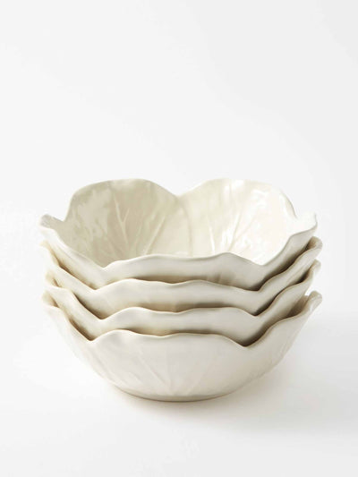 Bordallo Pinheiro Cabbage earthenware bowls (set of 4) at Collagerie