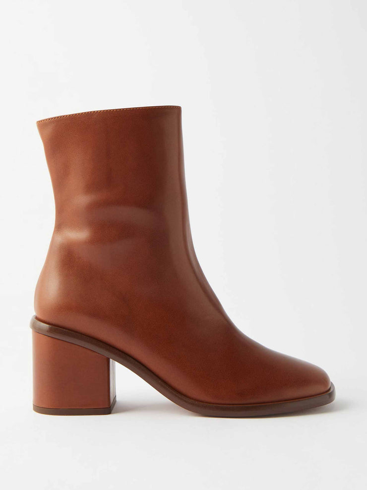 Block-heel leather ankle boots