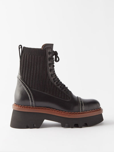 Chloé Owena leather lace-up boots at Collagerie