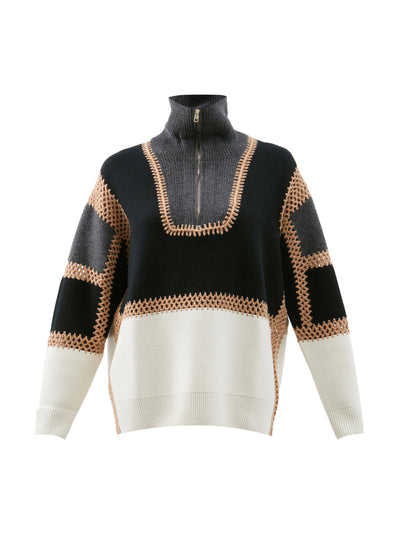Chloé Crochet panelled wool-blend sweater at Collagerie