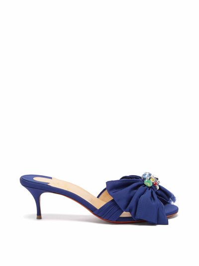 Christian Louboutin Blue grosgrain mules at Collagerie