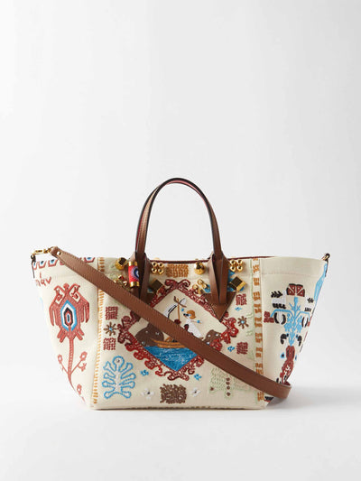 Christian Louboutin Greekaba embroidered cotton-canvas tote bag at Collagerie