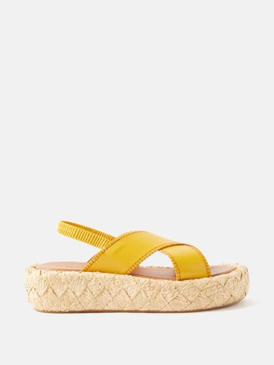 Clergerie Yellow leather flatform sandals at Collagerie