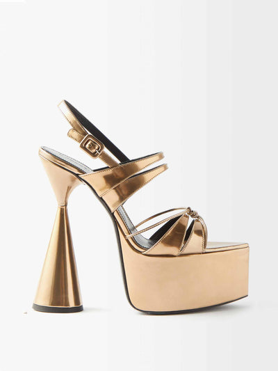 D'accori Gold leather platform sandals at Collagerie