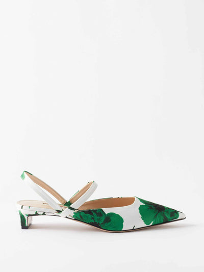 Emilia Wickstead Floral print kitten-heel pumps at Collagerie