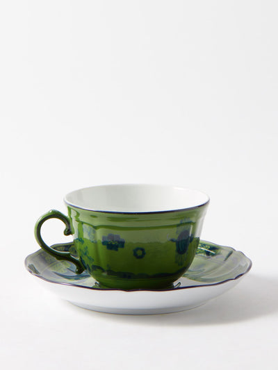 Ginori 1735 Porcelain teacup and saucer at Collagerie