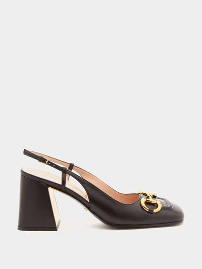 Gucci Black leather heeled pumps at Collagerie