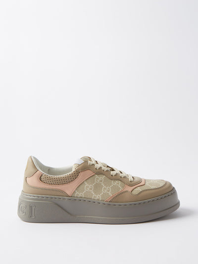 Gucci GG-canvas and leather flatform trainers at Collagerie