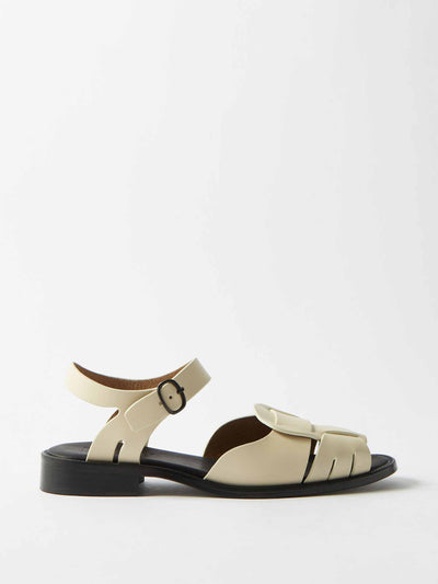 hereu Cream cutout leather sandals at Collagerie