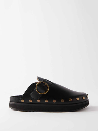 Isabel Marant Buckled backless leather loafers at Collagerie