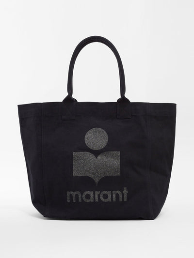 Isabel Marant Yenky glitter-logo cotton-canvas tote bag at Collagerie