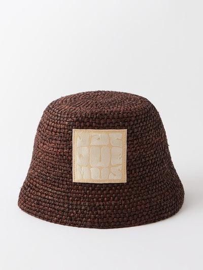 Jacquemus Logo-patch raffia bucket hat at Collagerie