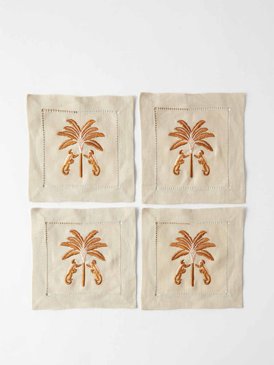 Johanna Ortiz Caribena linen-blend cocktail napkins (set of 4) at Collagerie