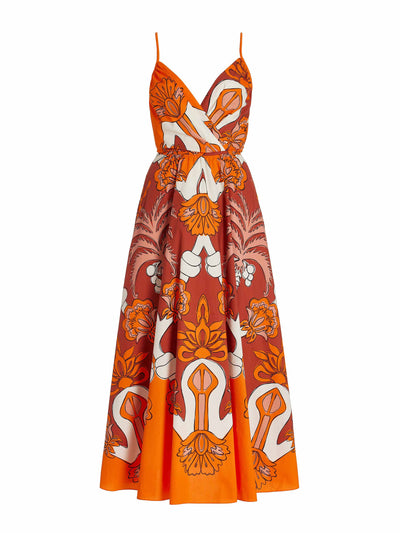 Johanna Ortiz Orange printed cotton dress at Collagerie