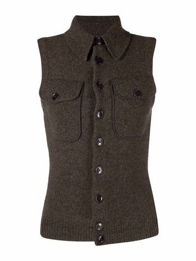 Lemaire Sleeveless wool cardigan at Collagerie