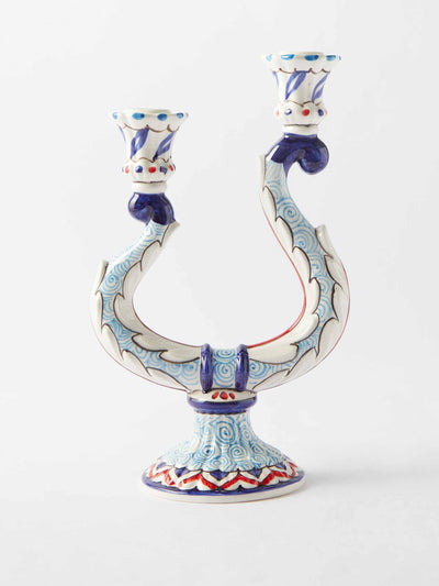 Les Ottomans Turquerie hand-painted ceramic candlestick holder at Collagerie