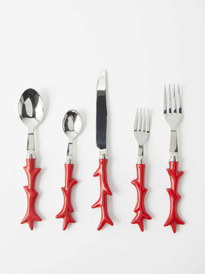 Les Ottomans Five-piece coral stainless-steel cutlery set at Collagerie