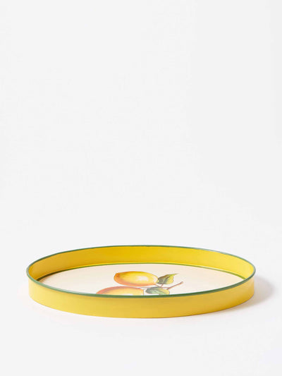 Les Ottomans Lemon hand-painted metal tray at Collagerie