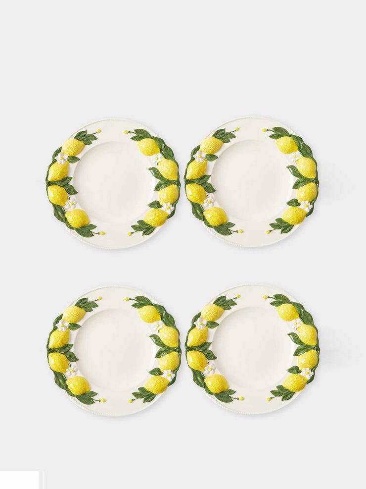 Lemon ceramic plates set of 4