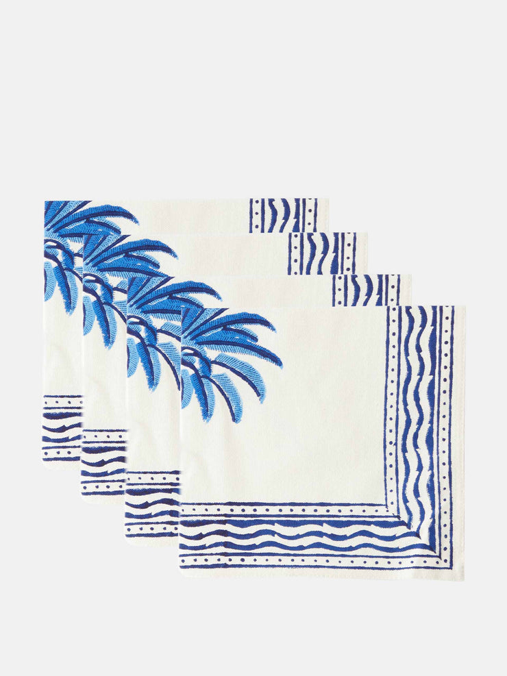 Palm tree-print cotton napkins