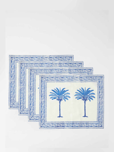 Les Ottomans Palm tree-print cotton placemats (set of four) at Collagerie
