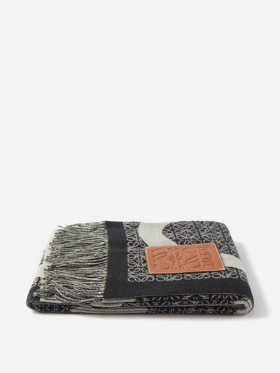 Loewe Anagram-debossed wool-blend jacquard blanket at Collagerie