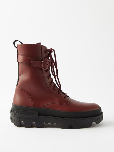 Moncler Lace-up leather boots with chunky soles at Collagerie