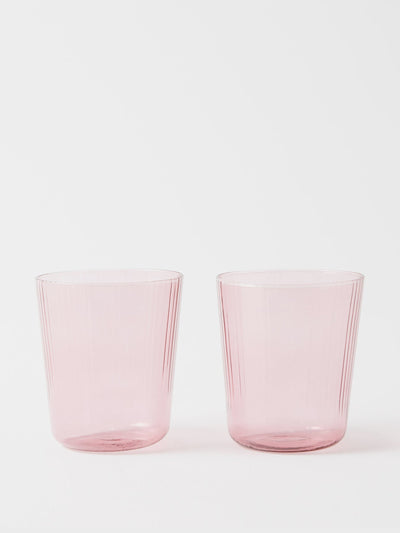 R+D.LAB Pink ridged-glass tumblers (set of 2) at Collagerie