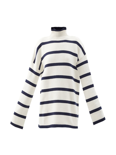 Raey White jumper with blue stripes at Collagerie