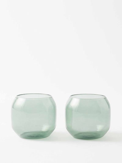 R+D.LAB Green glass tumblers (set of 2) at Collagerie