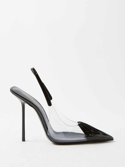 Saint Laurent Black and transparent slingback heels at Collagerie