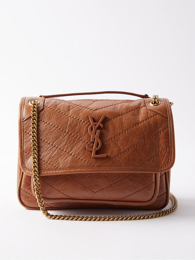 Saint Laurent Baby Niki crinkled-leather cross-body bag at Collagerie