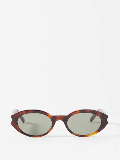 Saint Laurent Eyewear Brown oval acetate sunglasses at Collagerie