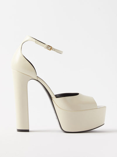 Saint Laurent White leather platform sandals at Collagerie