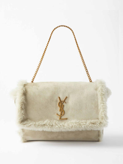 Saint Laurent Kate reversible suede and shearling shoulder bag at Collagerie