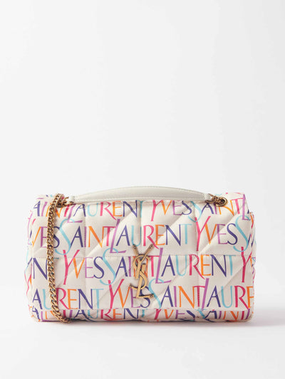 Saint Laurent Medium logo-print satin shoulder bag at Collagerie