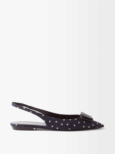 Saint Laurent Polka-dot print slingback flats at Collagerie