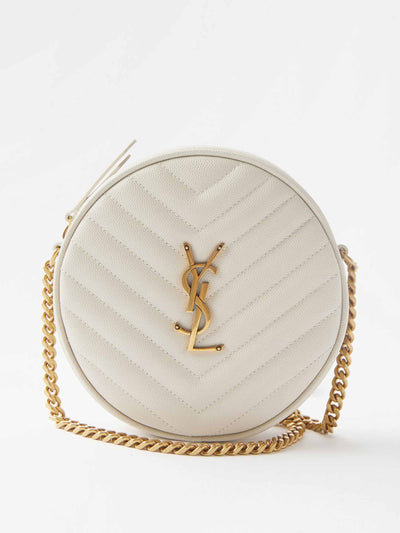 Saint Laurent Vinyle round quilted-leather cross-body bag at Collagerie