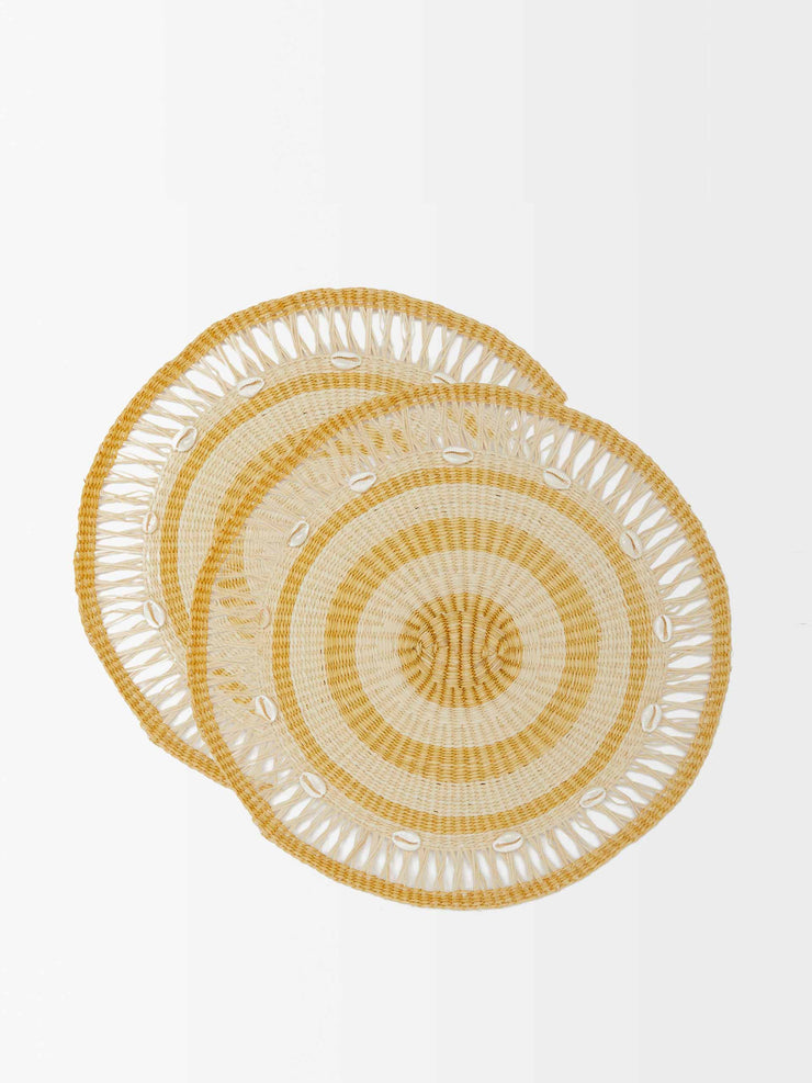 Set of two shell-embellished  placemats