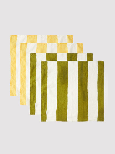 Summerill & Bishop Green and yellow stripe napkins (set of 4) at Collagerie