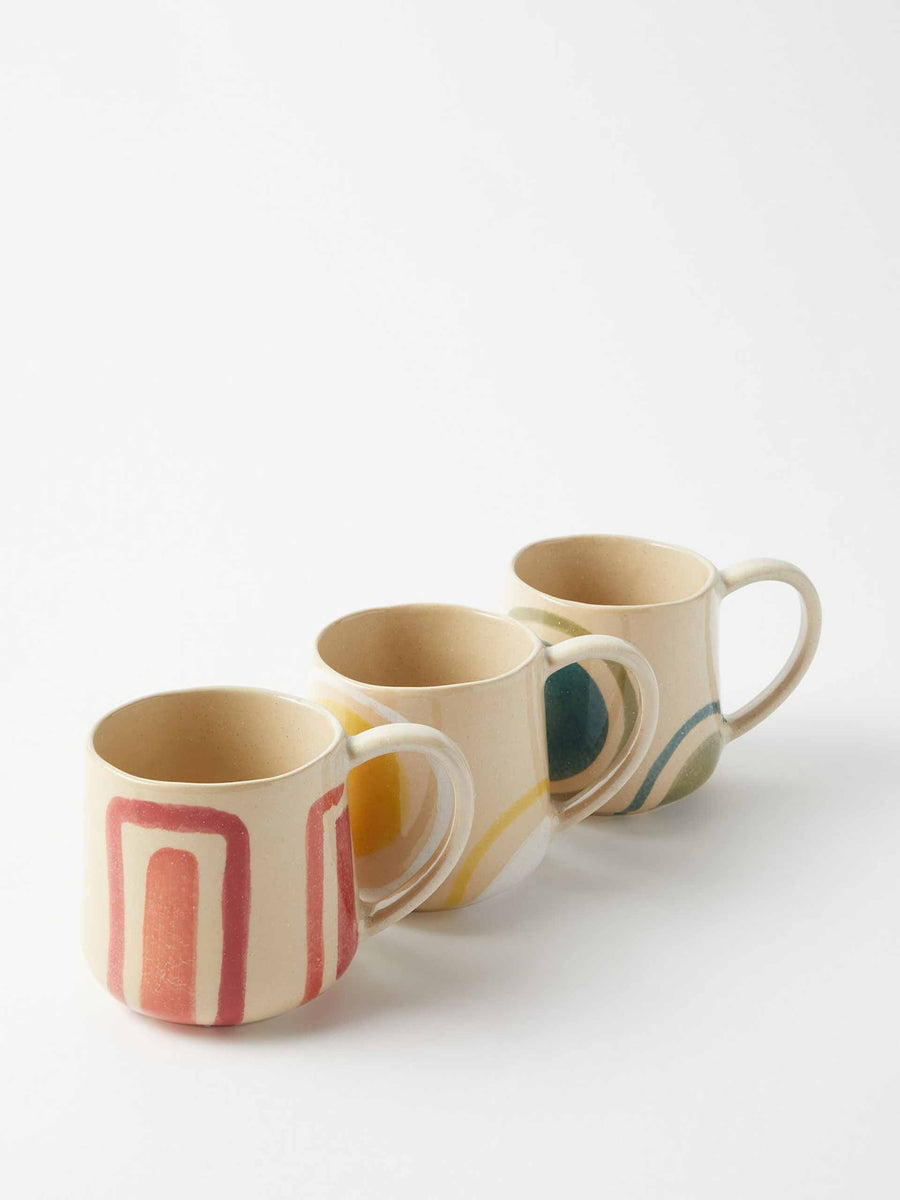 Keijo Reactive painted ceramic mugs (set of 3) Collagerie