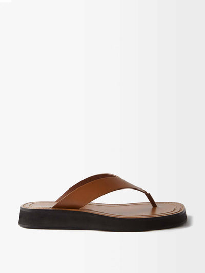 The Row Brown leather sandals at Collagerie