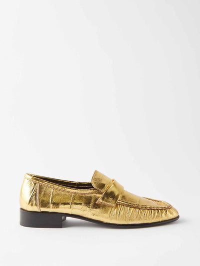 The Row Metallic heel loafers at Collagerie