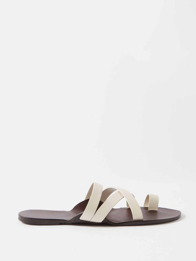 The Row Crossover leather sandals at Collagerie