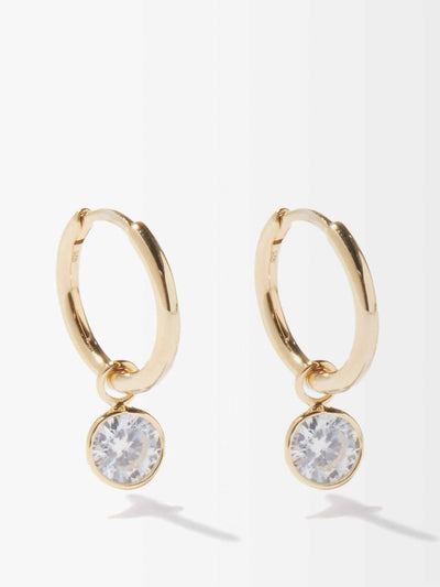 Theodora Warre Zircon and gold-plated sterling silver hoop earrings at Collagerie