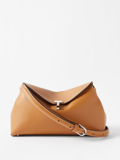 Totême Small-grained leather T-Lock crossbody bag at Collagerie