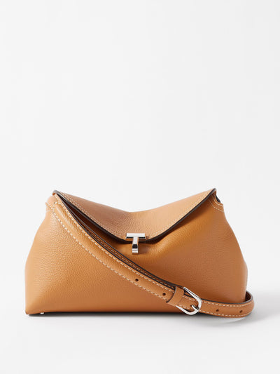 Totême T-Lock small grained-leather crossbody bag at Collagerie