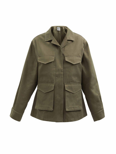 Totême Khaki cotton-canvas cargo pocket jacket at Collagerie