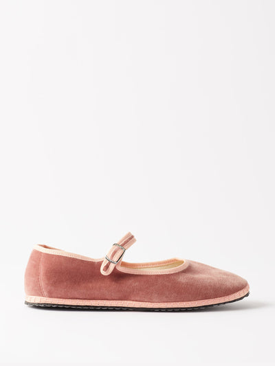Vibi Venezia Whipstitched velvet Mary Jane flats at Collagerie