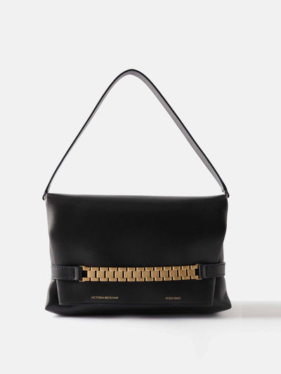 Victoria Beckham Chain-embellished leather handbag at Collagerie